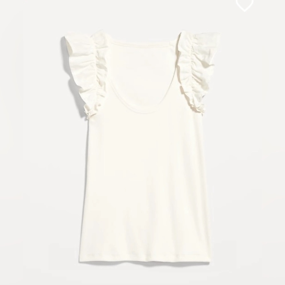 Old Navy White Ruffle Sleeve Tee